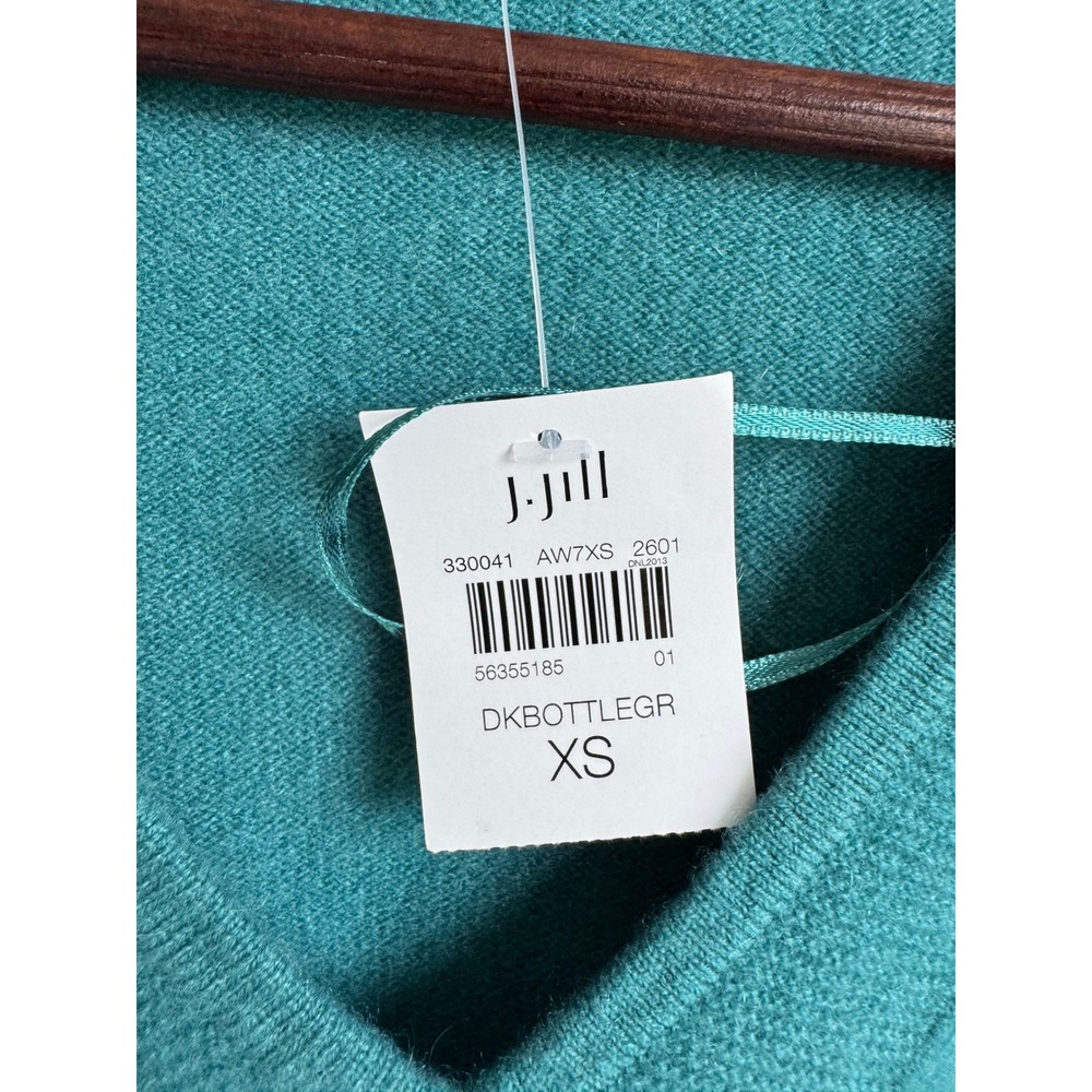 J. Jill Pure Jill Pure 100% Cashmere VNeck Sweater Dark Bottle Green Oversize XS